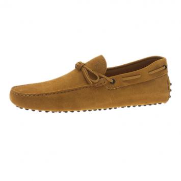 Pre Owned Tod's Mustard Yellow Suede Bow Loafers Size 44