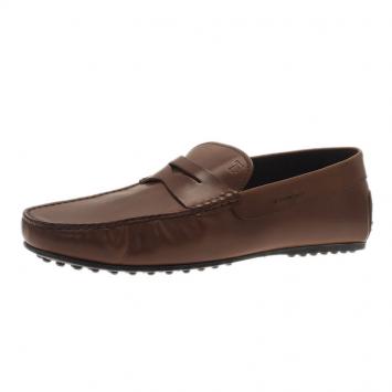 Pre Owned Tod's Brown Leather Penny Loafers Size 44.5