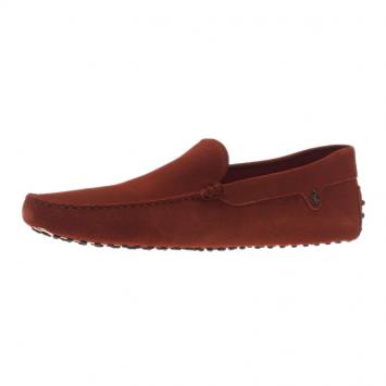 Pre Owned Tod's for Ferrari Orange Suede Limited Edition Gommino Loafers Size 45