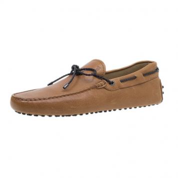 Pre Owned Tod's Brown Leather Bow Loafers Size 42.5