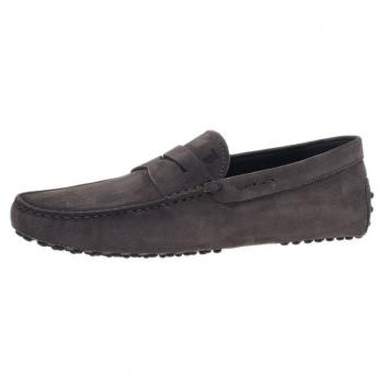 Pre Owned Tod's Grey Suede Penny Loafers Size 42