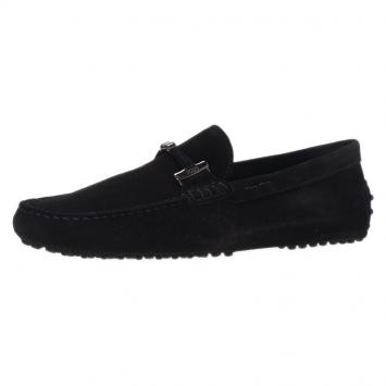 Pre Owned Tod's Black Suede Horsebit Buckle Loafers Size 42