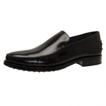 Pre Owned Tod's Black Leather Slip On Loafers Size 44.5