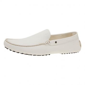 Pre Owned Tod's White Leather Loafers  Size 43