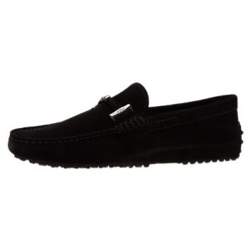Pre Owned Tod's Black Suede Horsebit Buckle Loafers Size 41.5