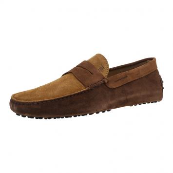 Pre Owned Tod's Brown Shaded Suede Penny Loafers Size 43.5