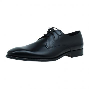 Pre Owned Tod's Black Leather Lace Up Derby Size 46