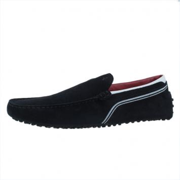 Pre Owned Tod's for Ferrari Black and White Suede Loafers Size 45