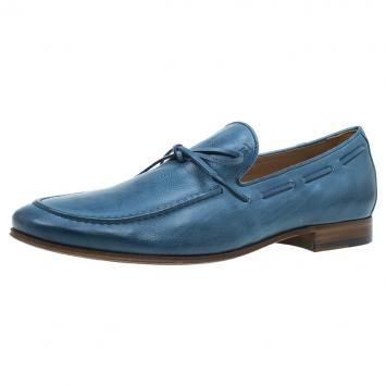 Pre Owned Tod's Blue Leather Bow Loafers Size 43