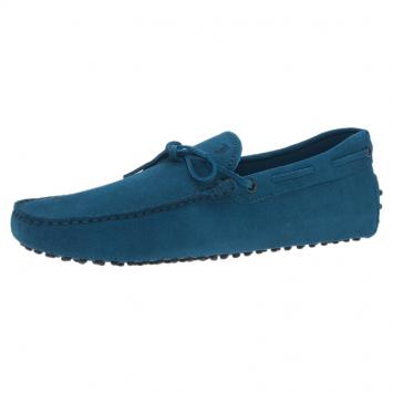 Pre Owned Tod's Blue Suede Bow Loafers Size 43.5