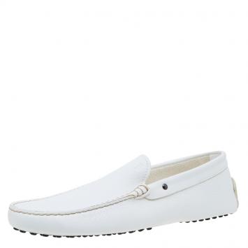 Pre Owned Tod's White Leather Loafers Size 44