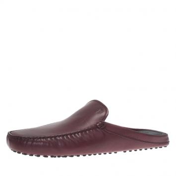 Pre Owned Tod's Burgundy Leather Moccasin Sabot Size 42.5