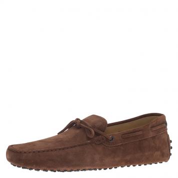 Pre Owned Tod's Brown Suede Bow Loafers Size 41.5