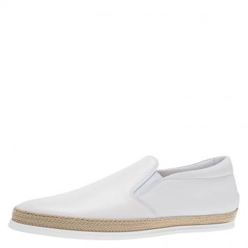 Pre Owned  Tod's White Leather Espadrille Sneakers Size 42.5