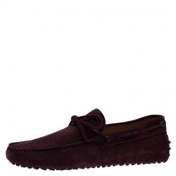 مملوكة مسبقًا Tod's Burgundy Suede Bow Loafers Size 42.5