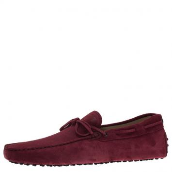 مملوكة مسبقًا Tod's Burgundy Suede Bow Loafers Size 45