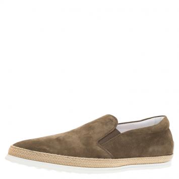 Pre Owned Tod's Grey Suede Espadrille Sneakers Size 45