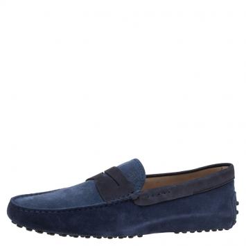 Pre Owned Tod's Two Tone Suede and Nubuck Penny Loafers Size 41