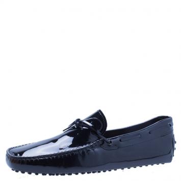 مملوكة مسبقًا Tod's Black Patent Bow Loafers Size 45.5