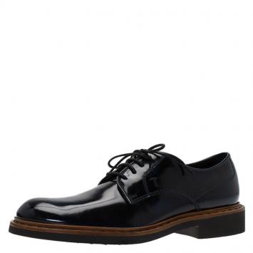 Pre Owned Tod's Denim Blue Leather Oxfords Size 41