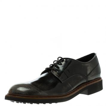 Pre Owned Tod's Black Leather Lace Up Derby Size 47