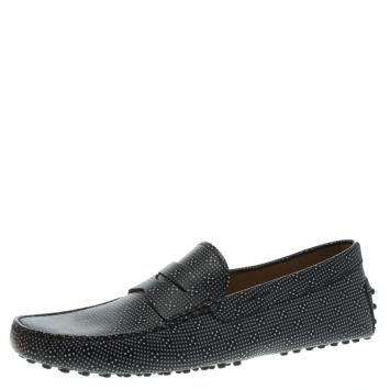 مملوكة مسبقًا Tod's Black Printed Leather Loafers Size 44.5