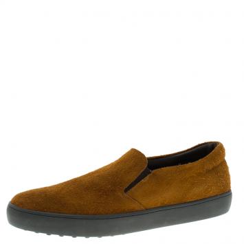 Pre Owned Tod's Brown Suede Slip On Sneakers Size 42.5