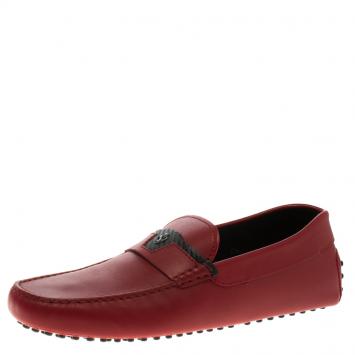 Pre Owned Tod's for Ferrari Red Leather Loafers Size 42.5