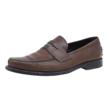 Pre Owned Tod's Brown Leather Penny Loafers Size 41