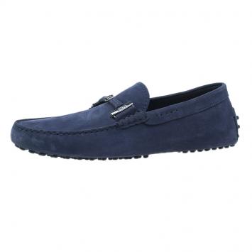 Pre Owned Tod's Purple Suede Horsebit Buckle Loafers Size 41.5