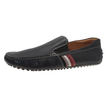 Pre Owned Tod's for Ferrari Black Leather and Suede Striped Loafers Size 43.5
