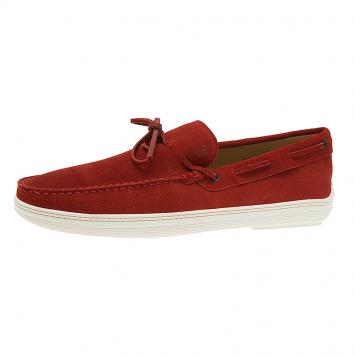 Pre Owned Tod's Red Suede Bow Loafers Size 43.5