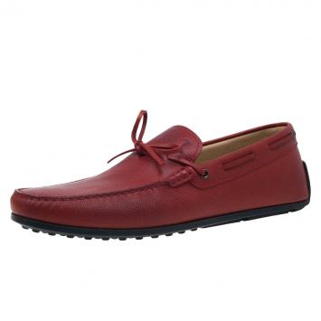 مملوكة مسبقًا Tod's Red Leather Bow Loafers Size 43