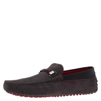 Pre Owned Tod's for Ferrari Grey Suede Loafers Size 41.5