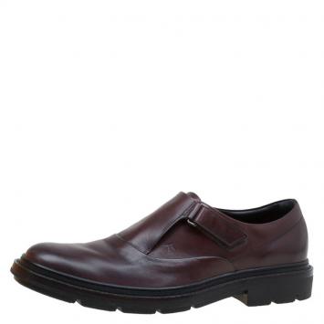 Pre Owned Tod's Brown Leather Monk Strap Shoes Size 42.5
