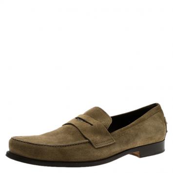 Pre Owned J.P Tod's Brown Suede Penny Loafers Size 44