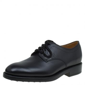 Pre Owned Tod's Black Leather Lace Up Oxfords Size 40
