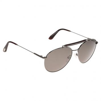 Pre Owned Tom Ford Brown and Black Colin Aviator Sunglasses