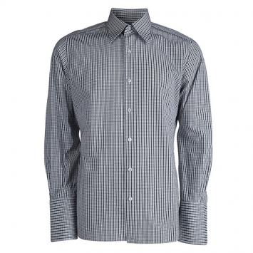 Pre Owned Tom Ford Monochrome Checked Long Sleeve Buttondown Cotton Shirt  L