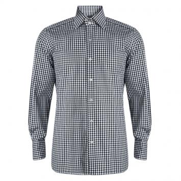 Pre Owned Tom Ford Monochrome Gingham Plaid Long Sleeve Button Front Shirt XL