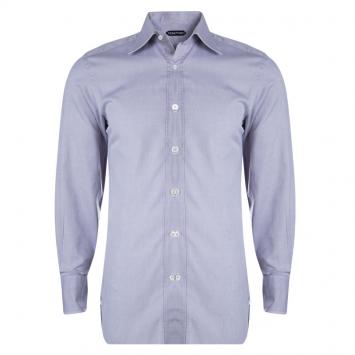 مملوكة مسبقًا Tom Ford Purple Textured Cotton Long Sleeve Button Front Shirt M