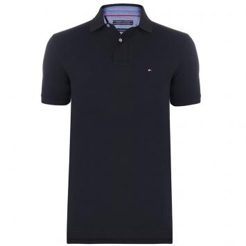 Pre Owned Tommy Hilfiger Black Logo Polo Shirt M