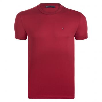 Pre Owned Tommy Hilfiger Red Logo Crew Neck Tshirt M