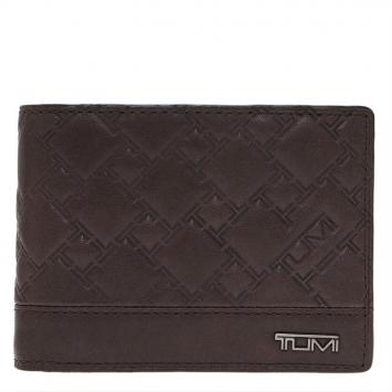 Pre Owned Tumi Brown Logo Bifold Wallet 