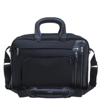 مملوكة مسبقًا Tumi Black Canvas T-Pass Kennedy Deluxe Brief Laptop Bag