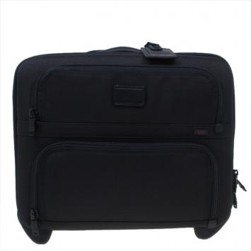 Pre Owned Tumi Black Canvas Alpha Compact Wheeled Brief Trolley