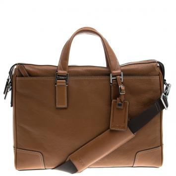 Pre Owned Tumi Brown Leather Irving Slim Briefcase
