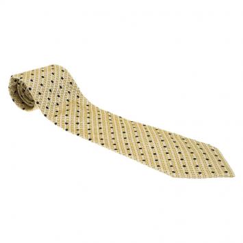 Pre Owned Valentino Yellow Silk Polka Dot Tie 