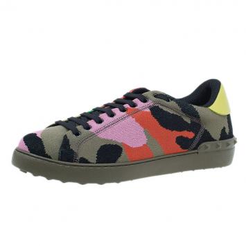 Pre Owned Valentino Multicolor Camouflage Canvas Sneakers Size 43
