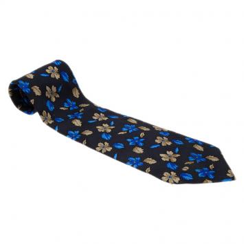 Pre Owned Valentino Blue Floral Silk Tie